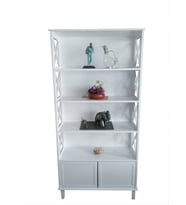 Kitaplık 13845 ÇAPRAZ Yan Model Kayın MDF Alt Kapak raf Parlak Beyaz Lake El Yapı
