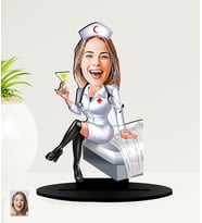 Kişiye Özel Karikatürlü Hemşireler Günü Hediyesi Ahşap Biblo