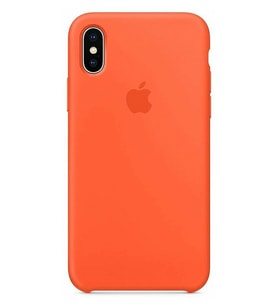 Apple iPhone X Uyumlu Logolu Içi Kadife Altı Açık Lansman Turuncu Silikon Kılıf