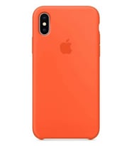 Apple iPhone X Uyumlu Logolu Içi Kadife Altı Açık Lansman Turuncu Silikon Kılıf