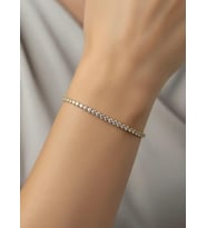 Çelik Gold Mini Yuvarlak Taşlı Su Yolu Bileklik - 26slb16