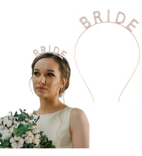 Rose Gold Bekarlığa Veda Kristal Taş Bride Tacı