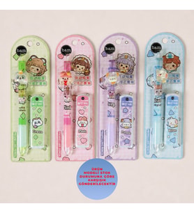 Pastel karakter figürlü uçlu kalem 0.7 ve uç set