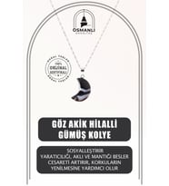 Göz Akik Doğal Taş Hilalli Kolye, Gümüş Zincir