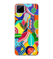 PrintiFy Realme C15  ile Uyumlu 1mm Slim Fit Retro Renkler 6 Baskılı Şeffaf  Kılıf