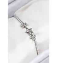 Pirinç Zirkon Taşlı Yıldız Model Gümüş Renk Kadın Bileklik 5886 - SSSSSS6077-5023