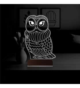 Luvivia Baykuş Tasarım 3D Lamba - Masa Gece Lambası
