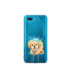 Oppo A5S ile Uyumlu Splash Köpek Tasarımlı Şeffaf Silikon Kılıf