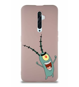 Oppo Reno 2Z Soft Premier Kapak Plankton Tasarımlı Silikon Kılıf - Pudra (Şeffaf)