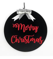 Lora Davet Ahşap Kapı Süsü Merry Christmas (1 Adet) Siyah - 54297