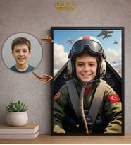 Kişiye Özel Pilot Karikatürü Çerçeveli Tablo ,Kişiye Özel TabloKişiye Özel Hediye,Karikatür Çizim,Kişiye Özel (Çok Renkli)