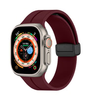 Apple Watch 10/11 42mm-38/40/41mm Kordon Magnetli Ayarlanır Silikon Kordon 2/3/4 (Vişne)