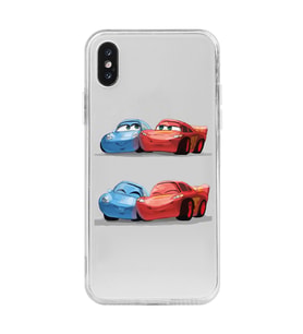 Iphone X ve XS Uyumlu Mcqueen ve Sally Tasarımlı Şeffaf Telefon Kılıfı