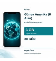 Güney Amerika (6 Alan) eSIM İnternet Paketi 3 GB 30 Gün