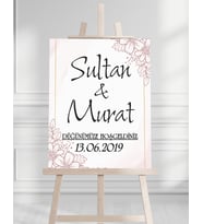 Söz Nişan Düğün İçin 50x70 Karşılama Panosu - Sonbahar Çiçek Tasarımlı 002