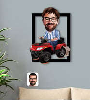 BK Gift Kişiye Özel Erkek Atv Sürücüsü Karikatürlü 3D Ahşap Tablo-1