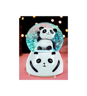 Sevimli Panda Renk Değiştiren Işıklı Müzikli Kar Taneli Orta Boy Kar Küresi