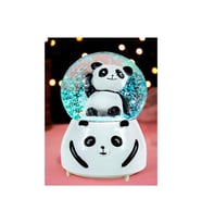 Sevimli Panda Renk Değiştiren Işıklı Müzikli Kar Taneli Orta Boy Kar Küresi