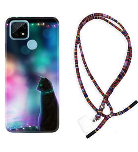 Realme C11 C21 C21Y C25Y C11 2021 Kılıf Boyun Asklı Rasta Silikon Window Cat 1787
