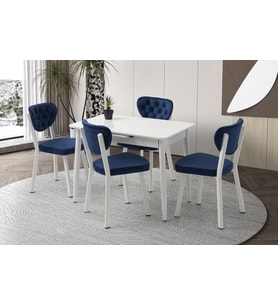 Açılır 60x100 Cm Mini Silva Beyaz Masa  4 Adet Simge Sandalye Takım