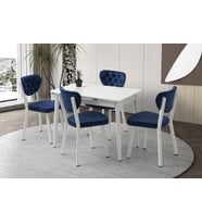 Açılır 60x100 Cm Mini Silva Beyaz Masa  4 Adet Simge Sandalye Takım