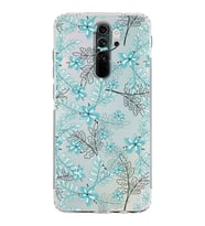 Xiaomi Redmi Note 8 Pro  Kamera Korumalı Kapak Floral Su Yeşili Tasarımlı Şeffaf  Kılıf