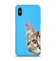 Apple iPhone XS Max Uyumlu Lansman Kılıf Catface Tasarımlı İçi Kadife Kapak-mavi (Şeffaf)