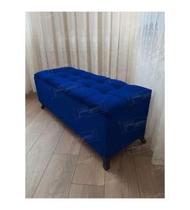 Çizgi Kapitoneli Sandıklı Puf 90 cm Siyah Ayak (Çok Renkli)