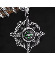 voyageaccessory Paslanmaz Çelik Gemici Kuzey Yıldız Kolye Pusula Kolye / 60 Cm Zincirli