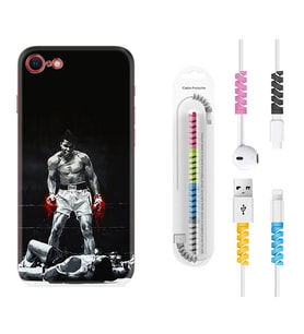Apple iPhone 5 6 7 8 Plus Se XR Kılıf Kablo Koruma Spiral Silikon Moon Baloon 1369