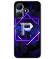 İnfinix Hot 30i Kılıf HD Desen Baskılı Kılıf - Dark Neon Yaprak P Harfi
