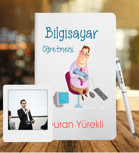 Bilgisayar Öğretmenlerine Özel Defter Kalem & Fotoğraflı İnstagram Çerçeve Hediye Seti
