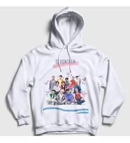 Presmono Unisex Beyaz Band K Pop Seventeen Kapüşonlu Sweatshirt 547951tt