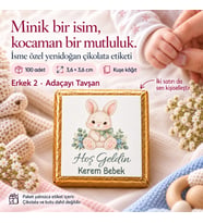 Kişiye Özel Yenidoğan Bebek Hatıra Etiketi 100 Adet 36 × 36 mm Kuşe Kâğıt