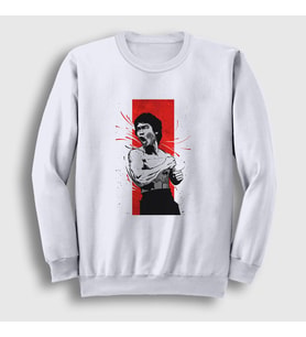 Presmono Unisex Beyaz Kiai Bruce Lee Sweatshirt 257061tt