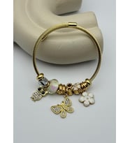 Çelik Gold Taşlı Kelebek Baykuş Çiçek Charmlı Pandora Bileklik - 26blk31