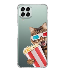 PrintiFy Samsung Galaxy M33 Uyumlu Kedi 1 Baskılı Şeffaf Köşe Korumalı Antişok Kılıf