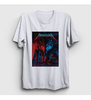 Presmono Unisex Beyaz Wolf Metallica T-Shirt 67987tt