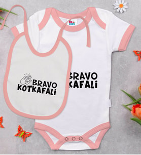 BK Kids Bravo Kotkafali Tasarımlı Pembe Bebek Body Zıbın ve Mama Önlüğü Hediye Seti-1