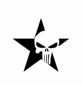 Yıldız Punisher Kurukafa Sticker siyah 20x20 CM (Siyah-Siyah)