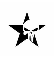 Yıldız Punisher Kurukafa Sticker siyah 20x20 CM (Siyah-Siyah)