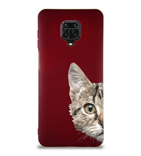 Xiaomi Redmi Note 9S Soft Premier Kapak Catface Tasarımlı Silikon Kılıf - Mürdüm (Şeffaf)