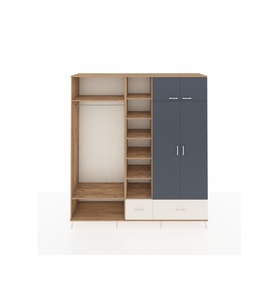 Hyperion Dolap 12 Raflı 2 Çekmeceli 2 Askılı 220x44x243 Çam-Antrasit/Aytaşı