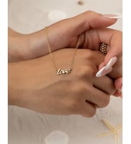Kişiye Özel Minimal Love Yazılı Kolye 925K Gümüş (Gold)