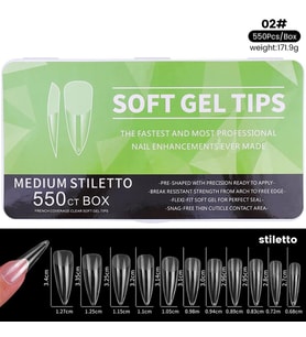 Yeni nesil jel destekli Medium Stiletto tips 550 Adet (55564-02)