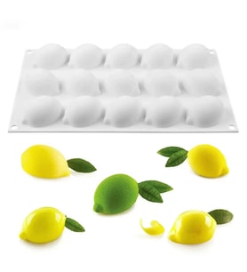 Tahtakale Toptancı 3D Meyve Limon Şekilli Silikon Kalıp Pasta Kek ve Çkolata Kalıbı 15 Li