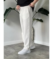 Premium Yıkamalı Keten Pantolon Beyaz
