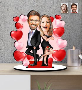 Sevgililer Günü Hediyesi Kalp Balonlu   Karikatür   Mdf  Biblo (Çok Renkli)