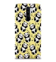 Xiaomi Redmi Note 8 Pro Uyumlu Lansman Kılıf Panda Tasarımlı İçi Kadife Kapak-Sarı (Şeffaf)