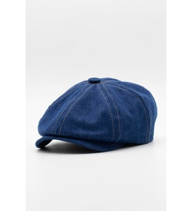 Erkek Denim İngiliz Newsboy Kasket - Koyu Mavi Kot Şapka  Standart Fit/Esnek